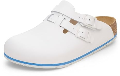 Birkenstock Kay Pro lädertofflor i begränsad utgåva – högkvalitativa läderskor med anatomiskt formad fotbädd, Vit, 39 EU Schmal