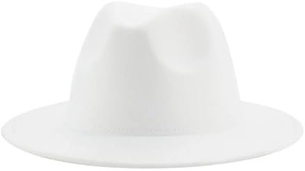 SOYNIA Fedora Trilby Filzhut Hut Hut Damen Hut Mann Hüte Für Frauen Mode Hochzeit Dekorieren Kamel Panama Kappe 60-62 cm (XL) Weiß