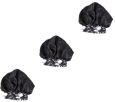 Healvian 3stücke Satin Haarnachtmütze Mit Blumenmuster Elastische Duschhaube Für Damen Großes Format Weich Und Glatt Für Haarpflege Und Make-up Schwarze Schlafhaube Für Langes Und