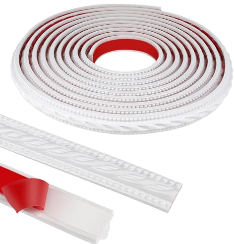 ZLLZPZD Zierleisten Selbstklebend, Deckenleisten Selbstklebend, Wandleisten, DIY Dekoration, Schrank Kante, Wand, Bilderrahmenränder, 5 m x 20 mm Weiß