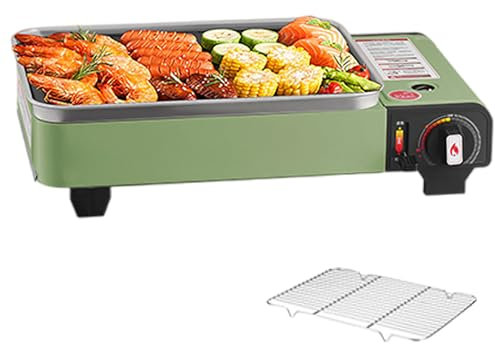TIHONORI Réchaud de Camping, réchaud portatif à brûleur de Butane, réchaud à gaz de Table, Barbecue, Gril de Camping extérieur/intérieur,A