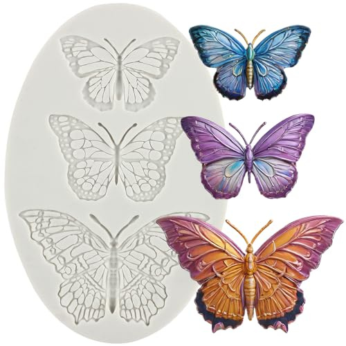 MINFEIDMS Stampi in silicone a forma di farfalla, stampo per fondente a farfalla, cioccolato, caramelle, per decorare torte di zucchero, cupcake, pasta di gomma, argilla polimerica