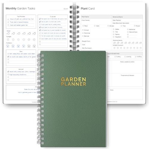 Gardening Planner & Plant Journal | Planting Calendar, Plant Care, Seed Starting, Herb Notes, Garden Planner (Green)