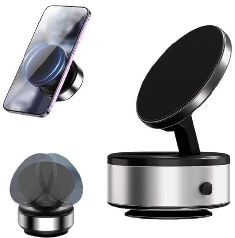 360 Rotatable Electric Vacuum Phone Holder - Magnetic Mount for All Smartphones (Silver)