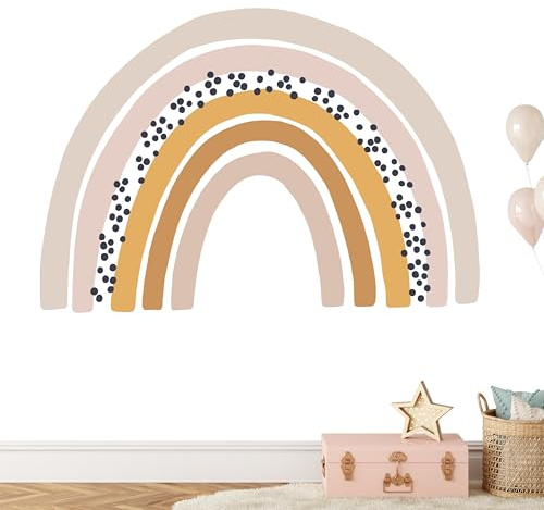 KIDSMOOD - Wandtattoo Kinderzimmer Deko, Wandaufkleber als Dekoration für Babyzimmer, Selbstklebend und rückstandslos Entfernbar, Wandsticker mit Regenbogen Motive für Mädchen und Jungen - 100x72 cm