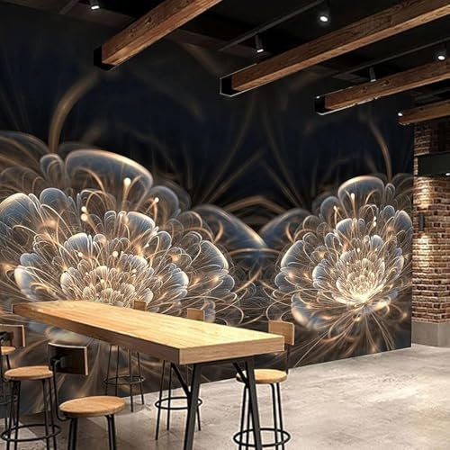 Tzxztt Goldene Blume Moderne 3D Tapete Geprägte Seide Neutrale Töne Material Ideal Für Wohnzimmer Schlafzimmer-250cm×170cm