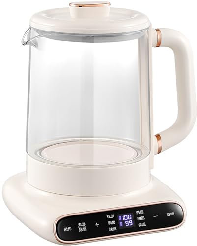 AFAGUEEUPD Hot Tea Maker, 600W Glass Electric Kettle with Tea Infuser and Temperature Control,1.5L Stainless Steel Tea Maker & Rapid Boiling, Programmable Control for your Favorite Teas and Coffee