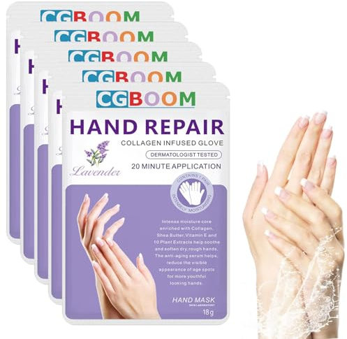 5 paia di guanti idratanti, maschere esfolianti, cura delle mani morbida, per mani secche e screpolate (classic)