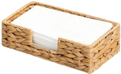 Panier de serviette 1PC, porte-serviette en rotin tissé à eau, 9.5x5.1x2.8 Porte-papier en osier rectangulaire pour table, salle de bain, invitée jetable.