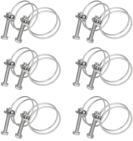 12 Stück Doppeldraht Schlauchschellen, Rostfreie 304 Schlauchschelle Edelstahl Verstellbares Schlauchklemme Set Spannbereich-Ø 36-40mm Draht-Ø 3mm für Pool Waschmaschine