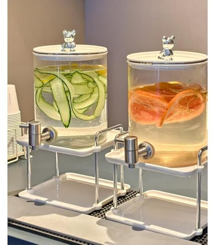 CHBCJJYP Dispensador de Bebidas con Grifo, Jarra para Jugo con Soporte de Dos Niveles, Garrafa Agua para Refrigerador para Limonada, Jugo, Té y Bebidas para Fiestas(1.32 Gallon (5L))