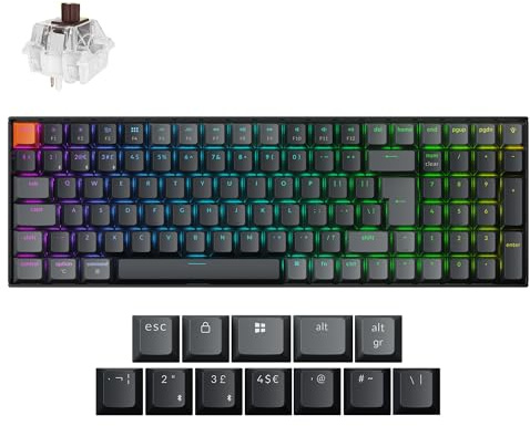 Keychron K4 QMK Wireless Custom Mechanical Keyboard, 96% Layout Bluetooth/2.4G/USB-C Programmable, RGB Backlight with Hot-Swappable Super Brown Switch for Mac/Windows/Linux UK Layout - Version 3