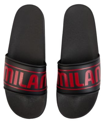 A.C. Milan Tofflor med bandage, strandtofflor och hem, officiell produkt, svart, storlek 34/35