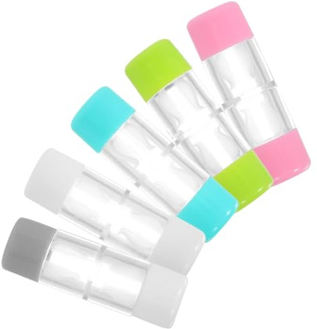 WRITWAA Estuche de Plástico Doble Cabezal para Lentes Rgp, 5 Piezas | Estructura de Doble Compartimento, Sellado Transparente, Portátil para Viaje y Uso Exterior
