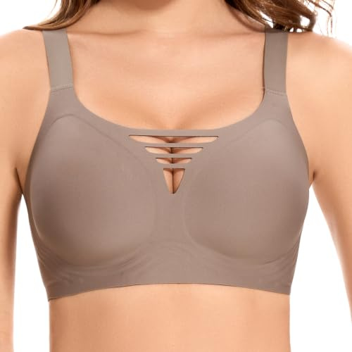 Jiuday Jelly BH Damen ohne Bügel Große Brüste Starker Halt Komfort Vollschalen Bustier T Shirt Soft Push Up Bra Gepolstert Nahtloser Bralette mit Extender
