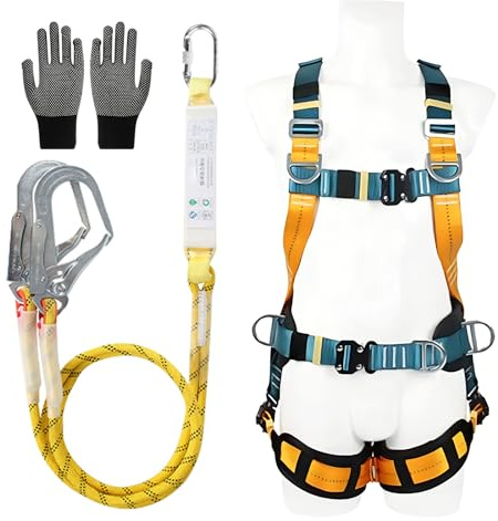KoolShiro Safety Fall Arrest Kit, Safety Harness Kits with Lanyard, Full Body Height Safety, Full Body Height Safety, Universal Size, Lightweight