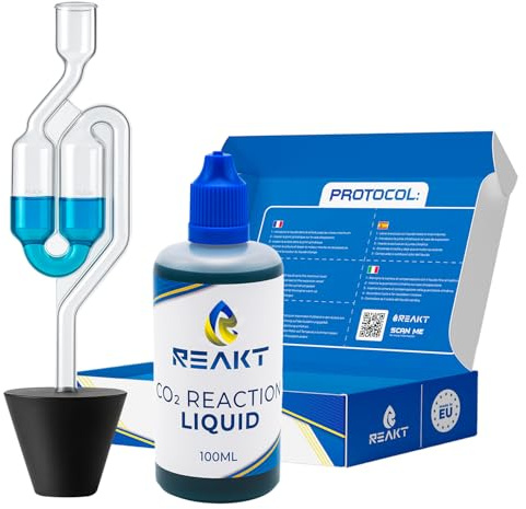 REAKT – Kit testeur de joint de culasse CO2 | Détecteur de fuite circuit de refroidissement pour moteur essence, diesel, hybride et moto | Test visuel rapide 100 ml (50 tests) | Fabriqué en Europe