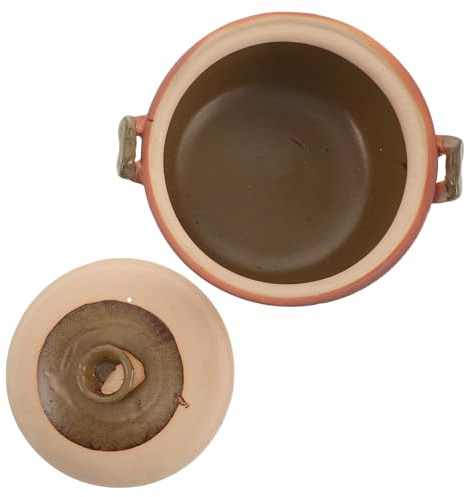 Toyvian Casserole Terre Cuite avec Poignée Pot à Mijoter Polyvalent et Étanche pour Soupe Cuisson Saine Maison et Cuisine