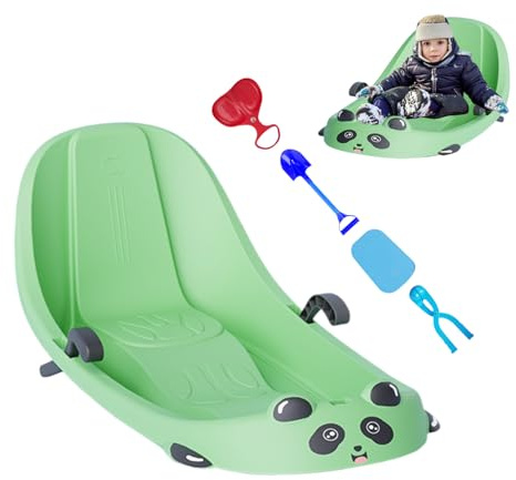 Luge à neige - Dossier intégré - Accessoires de sport - Luge à neige Toboggan avec frein intégré, pour les conditions météorologiques froides, les collines enneigées, les parcs, les arrière-cours, les