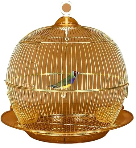 Undulatbur Fågelbur Kanariefågel Runda Fågelburar För Parakiter, Metallkakatierbur Papegojbur Hängande Fågelbur Vintage Golden Conure-bur Flygbur för Fåglar