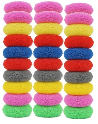 30PC Dishes Non Scratch Scrubbers,Plastic Dish Scrubbers for Dishes,Round Nylon Dish Scouring Pad,Reusable Cleaning Scourer Washing Up Pads for Kitchen Household Cleaning