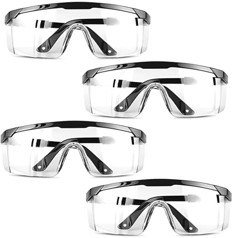 Sixfox 4 Pcs Lunettes De Protection Anti-Buée Et Uv Lunettes Et Anti-Rayures Pour Les Lieux De Travail, Construction, Bricolage, Laboratoire, Soudage, Chimie, Usage Personnel Confortables À Porter