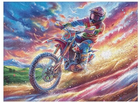 Piloto de Motocross Montaña Moto de Cross Aventura Salvaje Puzzle 500 Piezas para Adultos Agradable Divertido Y Relajante Hobby Y Actividades Tranquilas 500 PCS（52×38cm）