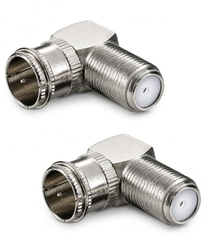 2X SAT F-Stecker | Winkeladapter 90° Grad | Quick F-Stecker > F-Buchse 90° | Schnellstecker gewinkelt F-Winkelstecker TV | F-Adapter für Antennenkabel Satellitenkabel Koaxialkabel | 2 Stück