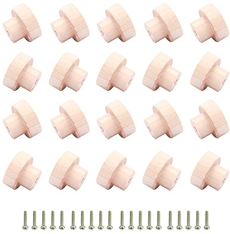 BQLZR Home Accessory 35 x 25 mm Holzfarbe Holz Hardware Runde Knäufe und Züge für Schrank, Schublade, Schuhkasten, Schranktür, 20 Stück