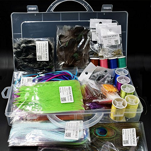 PHECDA PROFLY Federn Pelz Faden Kristall Flash Line Haken Fliegenbinden Materialien Starter Kits (Fliegen Binden Materialien Set)