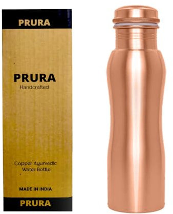 PRURA, ayurvedische Kupfer-Wasserflasche, auslaufsicheres naturreines Kupfergefäß 900ml/30oz design 3
