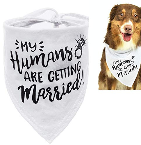 Egurs Weiß Hunde Bandana My Humans Are Getting Married, Hund Hochzeiten Halstuch Haustier Schal für kleine, mittlere, große Hunde