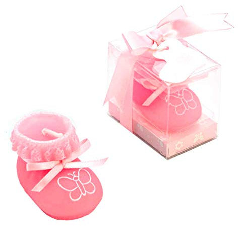 Lote de 12 velas patuco en azul. Detalle para invitados a Bautizo.… (ROSA)