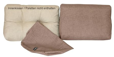 LILENO HOME Palettenkissen Bezug Taupe - Ersatzbezug für Rückenkissen / | Seitenkissen 60 x 40 x 16-20 cm - Polster Bezug für Europaletten - Palettenkissen Outdoor Hülle für Palettenmöbel