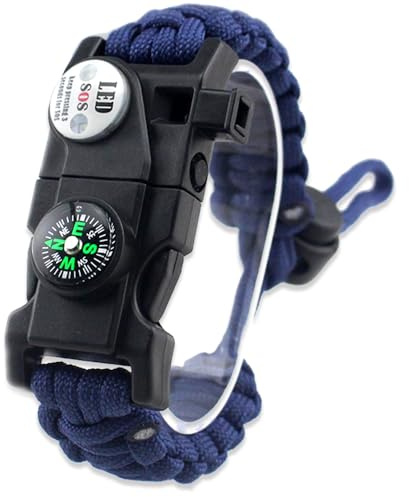 Daarcin Survival Paracord Bracelet,Fire Starter,Waterproof SOS Light, Compass, Whistle, Adjustable AK87 20 in 1,Outdoor Ultimate Tactical Survival Gear Set,Men