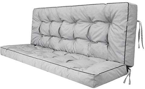 HOBBYGARDEN Bankkissen & Sitzkissen Outdoor für Gartenbank, Palettenkissen und Hollywoodschaukel – Auflage 100x49 cm Sitzfläche / 100x56 cm Rückenlehne, Aschgrau