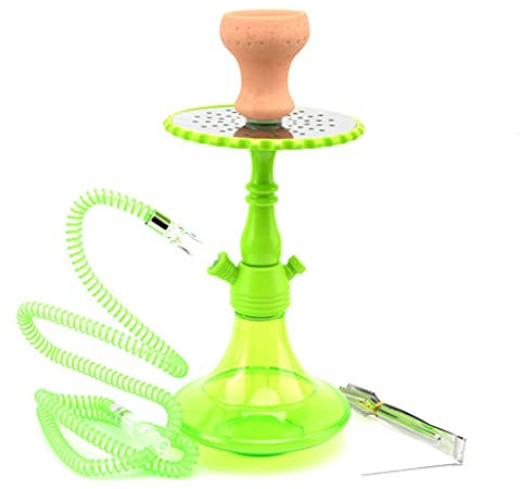 chicha Fait Main Verre Arabe Acrylique Narguilé D'eau Chicha avec 1 Tuyaux Base en Verre Convient a Familles, Hôtels, Bars, Clubs (Color : Green)