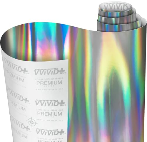 VViViD Silver Holographic Chrome Vinyl Wrap Rainbow Finish Roll DIY Air-Release Adhesive Film (3ft x 5ft)