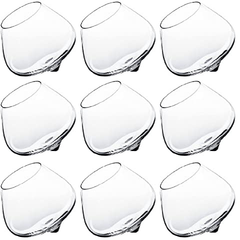 PRELGOSP Verre Culbuto, Personnalisé Verre a Whisky, Verre a Bascule pour Rhum Cognac Amaro Liqueur Cocktail Martini Cristal, Parfaits Cadeau Fête des Pères,9pcs