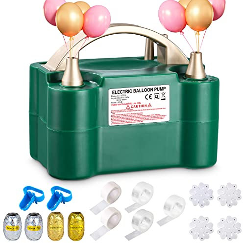 Birshe Pompe à Ballon Électrique, 600W Gonfleur Ballon Electriqueavec Double Buse, Pompe Ballon Anniversaire, Accessoires pour l'arche de Ballons gratuits pour Mariage Anniversaire Décoration de Noël