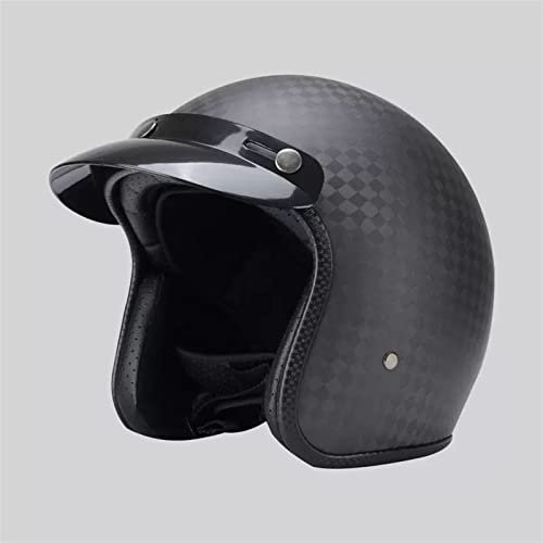 KEFFOR retrò Caschi da Moto ECE DOT Omologato, Caschi Demi Jet, Caschi Modulari, Uomo Donna Nero Casco Mezzo, Casco Scodella, Caschi da Motocross Fibra di Carbonio (Color : D, Size : M=(57-58cm))