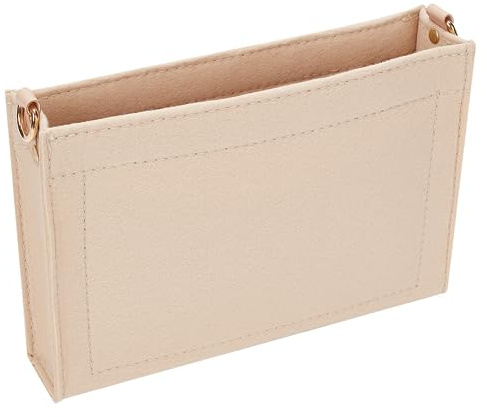 WADORN Geldbörseneinsatz Aus Filz, Kleine Tragetasche, Handtaschenformer, Kulturbeutel, Organizer, Einlage Mit D-Ring, Tasche In Tasche, Mehrere Innentaschen Zur Aufbewahrung, 23x15.5x4.5 cm, Beige