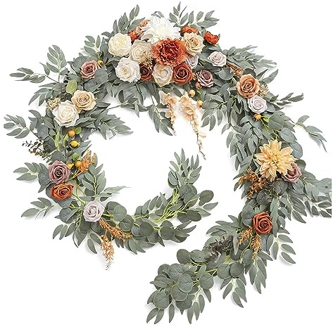 9FT Artificial Eucalyptus Garlands, Willow Leaves Fake Greenery Hanging Vines, Silk Greenery Garland for Wedding Arch Home Table Decor Backdrop Indoor Outdoor
