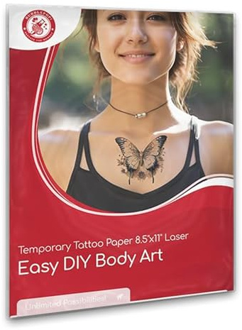BubblePop! Printable Temporary Tattoo Paper for Laser Printer - Skin-Safe, Water-Resistant Tattoo Paper for Printer - Make Your Own Temporary Tattoos with Blank 8.5x11” Sheets - 10 Set