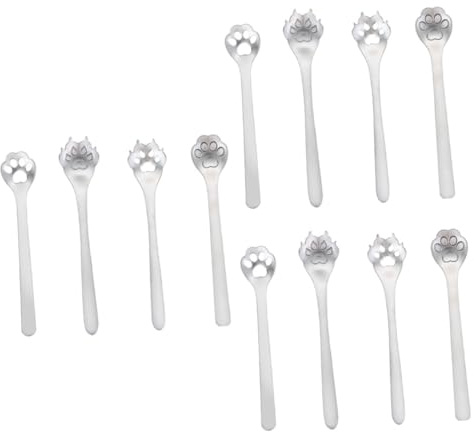 ABOOFAN 12stücke Rührlöffel Set Mit Katzenpfoten-design Kreative Kaffeelöffel Und Dessertlöffel Für Zuhause Und Restaurant Praktische Tischwaren Zufälliger Stil