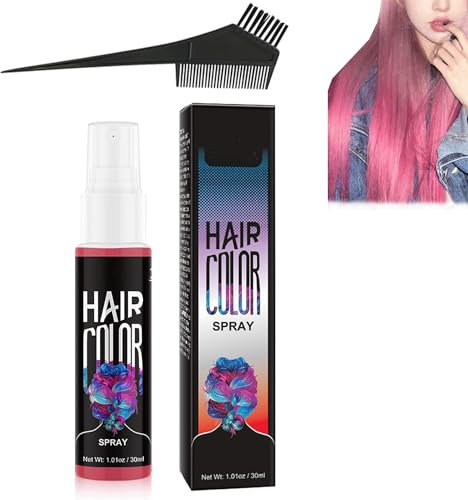 Botanical Temporary Bubble Dye Hair Color Spray, 7 Colors Halloween Temporary Hair Color Spray for Halloween Party Cosplay, Fast-Drying Washable Hair Dye Spray (Pink)
