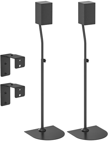 Supports de haut-parleur Samsung - Noir - Acier - Hauteur réglable 83,8 cm à 106,7 cm - Compatibles avec HW-Q990C, HW-Q930C, HW-Q910D et plus - Inclut supports muraux et de sol - Poids max. 5,4 kg