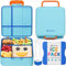 Fimibuke Chill Bento - Lonchera para niños y adultos, a prueba de fugas, con bolsa de hielo, mantiene la comida fría, contenedor de almuerzo de 4 compartimentos sin BPA con utensilios para niñas y
