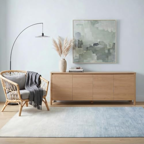 IDIMEX Teppich Ombre waschbar 160 x 230 Hellblau, weicher Kurzflor-Teppich mit Farbverlauf, Ombre-Effekt, gummierte Unterfläche, schmutz- und wasserabweisend