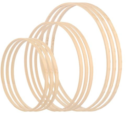 CYEER 24 Stück Holzringe zum Basteln 30/25/20CM, Holzringe Makramee, Holzreifen zum Basteln, Holzring Bambus Blumenkranz Deko für Hochzeit Kranz Decor und DIY Handwerk